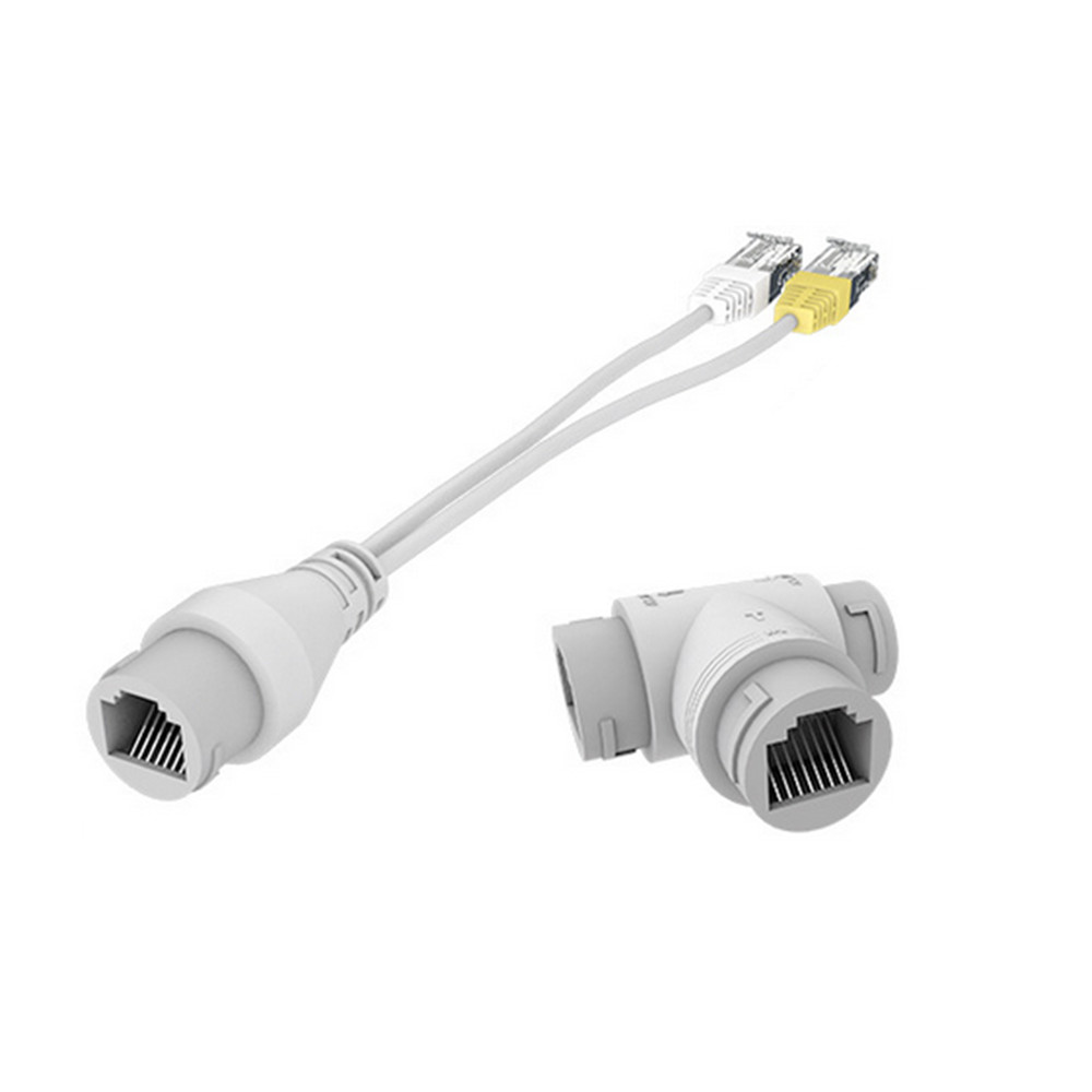 1Set POE Splitter 2-in-1 Network Cabling Connector Three-way RJ45 Connector