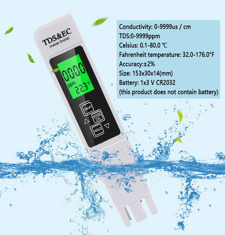 TDS Meter Digital Water Quality Tester Testing Kits for Drinking Water 0-9990ppm
