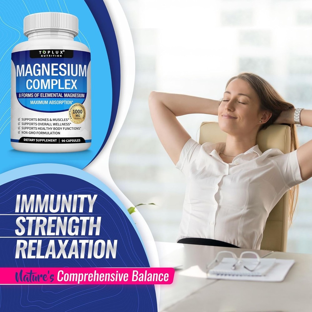 Complex Supplement 8 Elemental 1000mg-Magnesium Glycinate, Citrate, Malate