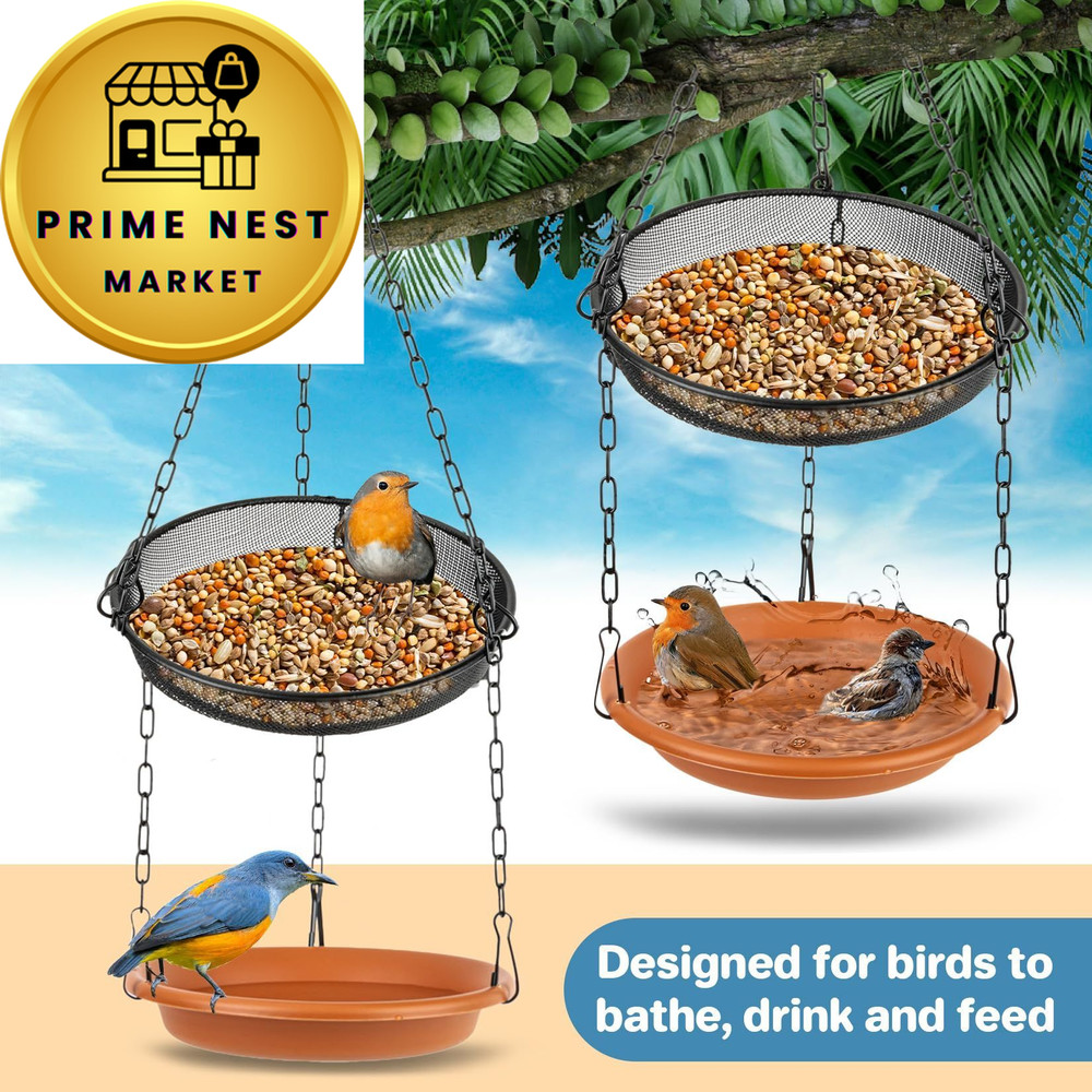 RAINFLOW Hanging Bird Bath for Outdoors - Feeder Outside,...