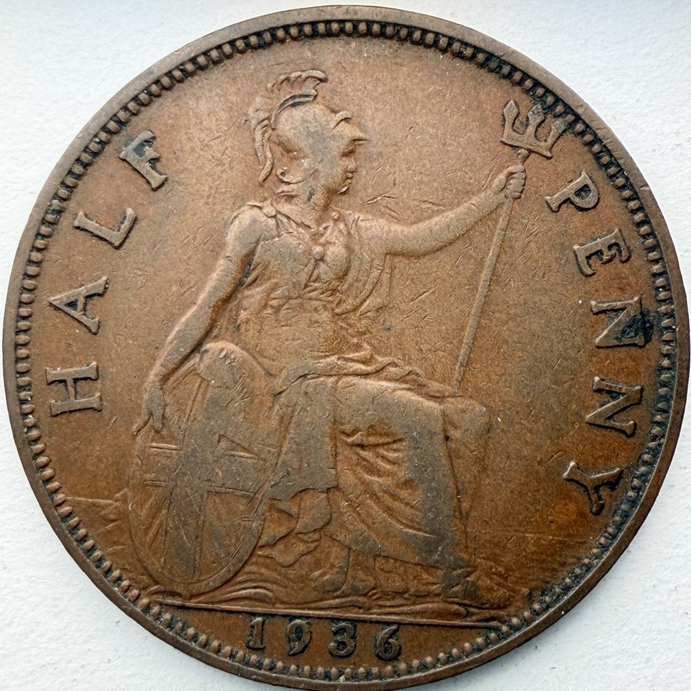 1936 Great Britain Half Penny Bronze