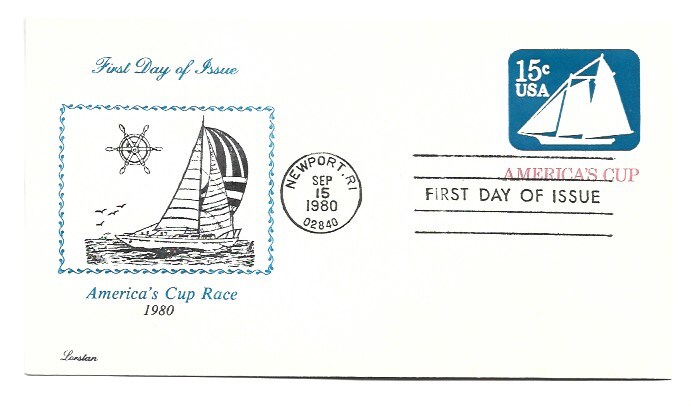 U598 America's Cup Embossed Envelope Lorstan FDC