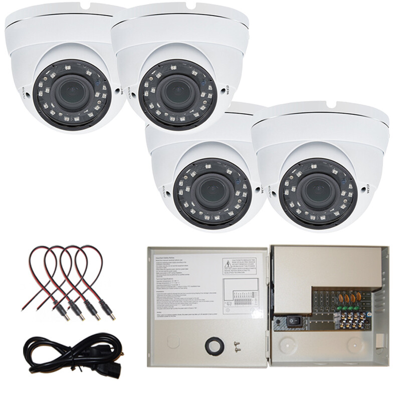 4 Security Surveillance Camera with Power Supply Box for 4 Channel CCTV