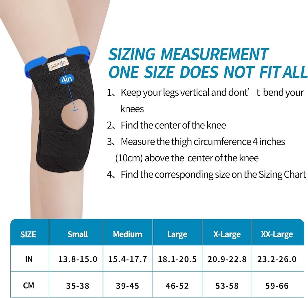 Knee Brace with Side Stabilizers Black Size Large