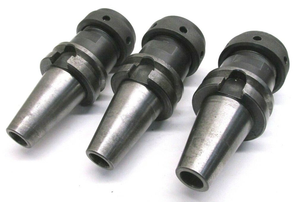 3 TG100 COLLET CHUCKS w/ BT40 SHANKS & COLLETS