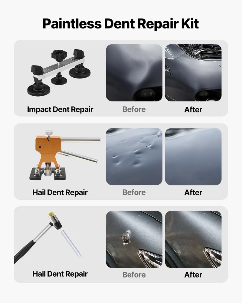 Dent Puller Kit, 60 PCS Paintless Dent Removal Kit with Golden Lifter, Bridge Pu