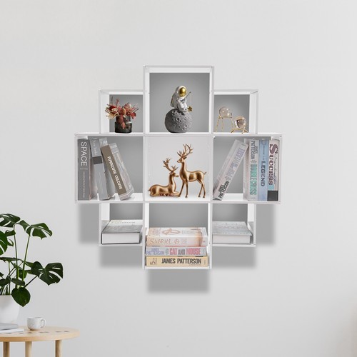 Wall Mounted Display Bookcase Book Shelf Home Decor Storage Rack Shelving Unit