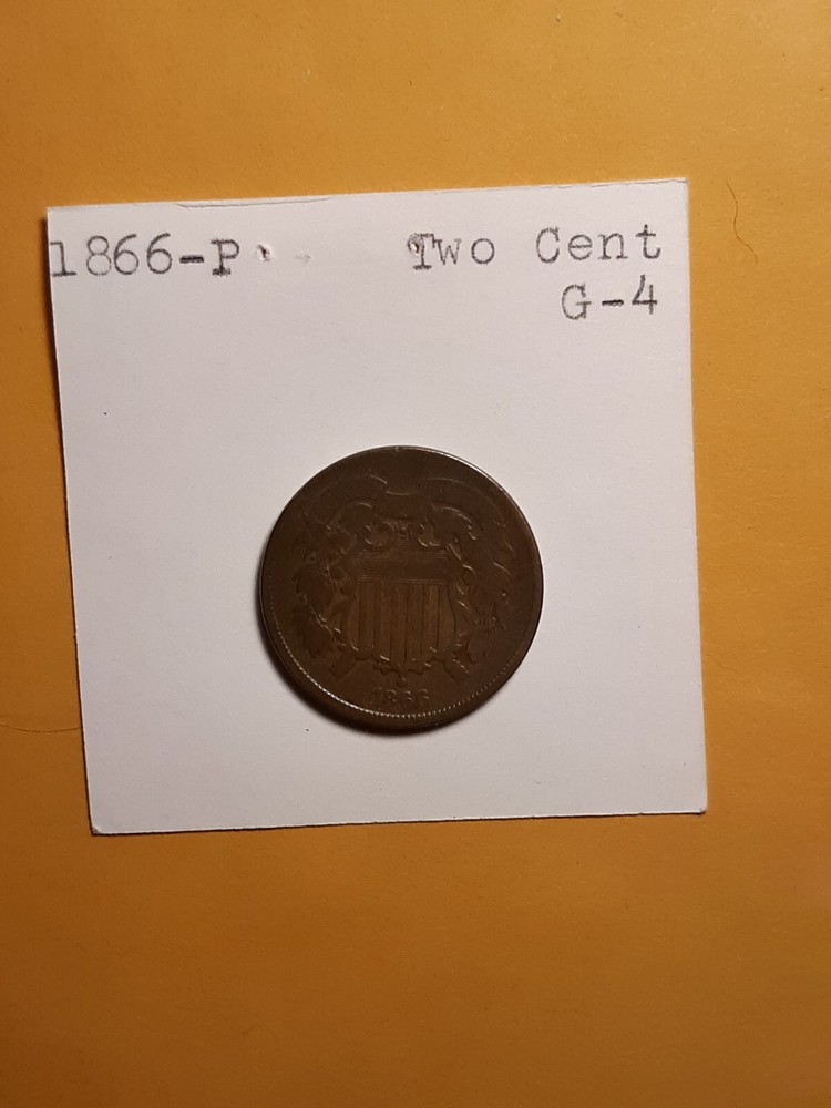 1866 Two Cent Coin Brown Good