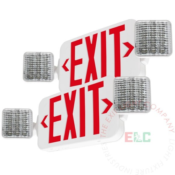 LFI Lights | Red LED Exit Sign Emergency Light Combo UL | 2 Pack COMBO2-R-W-BB-2