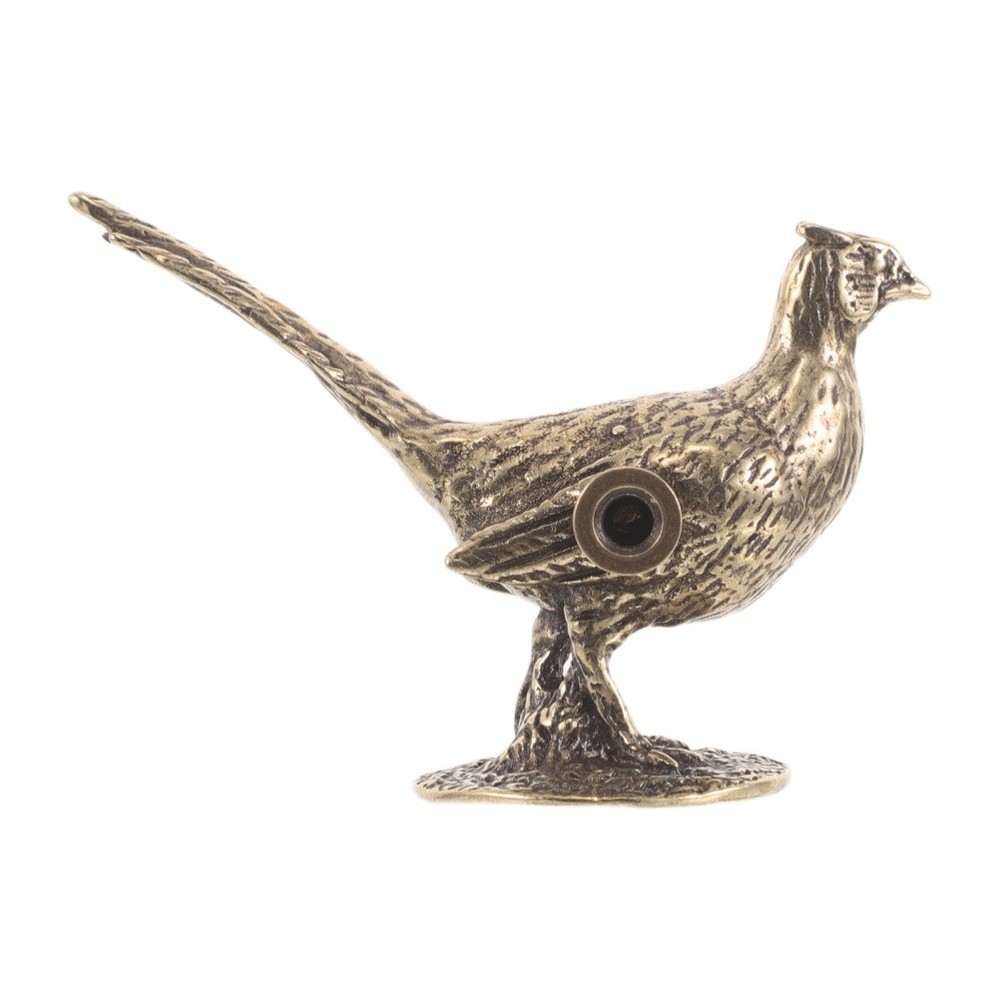 Antique Brass Bird Cabinet Knobs - Long Tailed Pheasant Drawer Pulls - Single