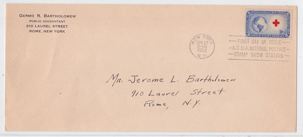 TurtlesTradingPost - American Red Cross 1952 #1016 FDC- Long Envelope