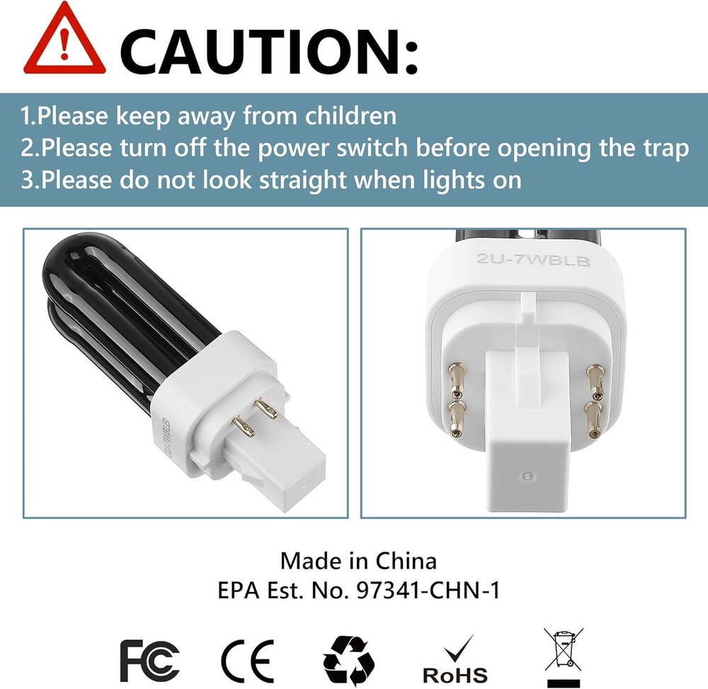 Bug Zapper Replacement Fluorescent Bulbs 2 Pack 41050 Bulbs Compatible 7W UV.