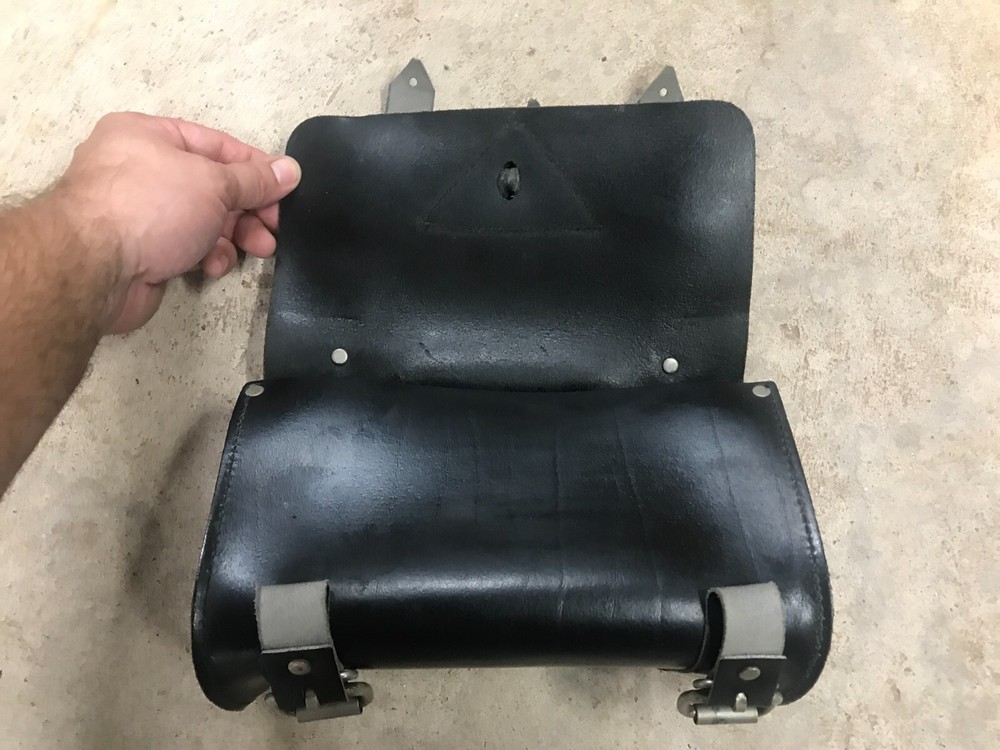 Motorcycle Black Genuine Leather Fork / Sissy Bar Bag