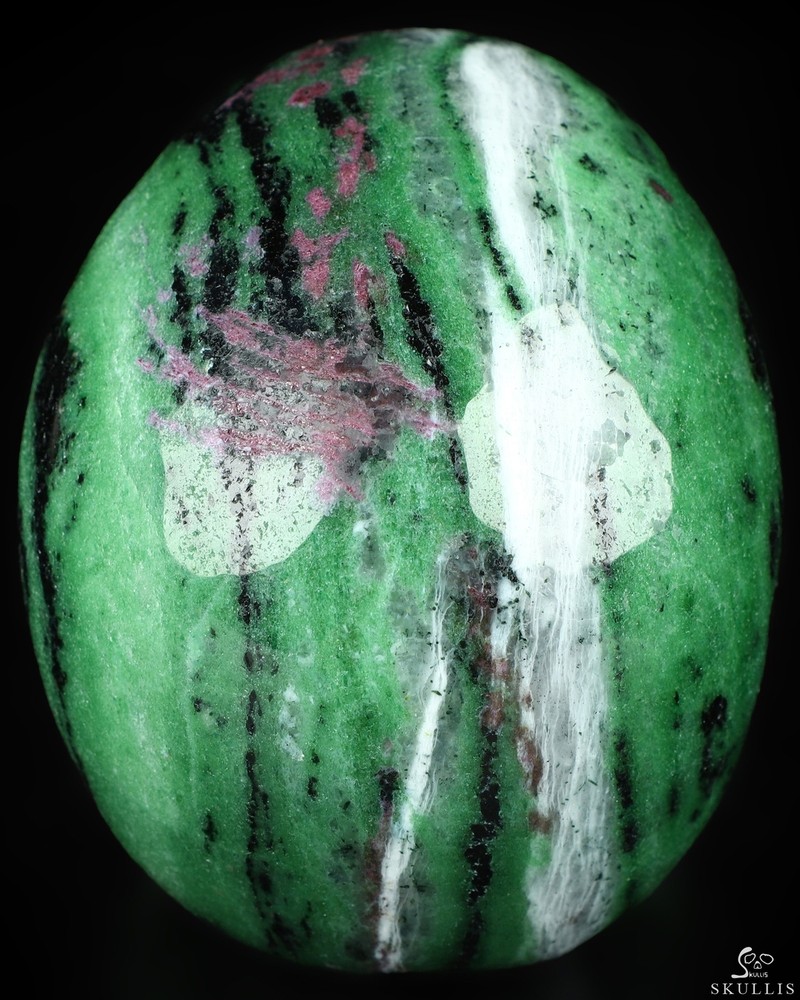 5.1" Ruby Zoisite Hand Carved Crystal Skull, Realistic, Crystal Healing