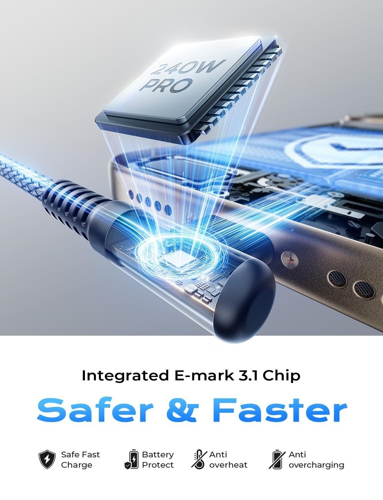 AINOPE 240W USB C to USB C Right Angle Fast Charging Cable