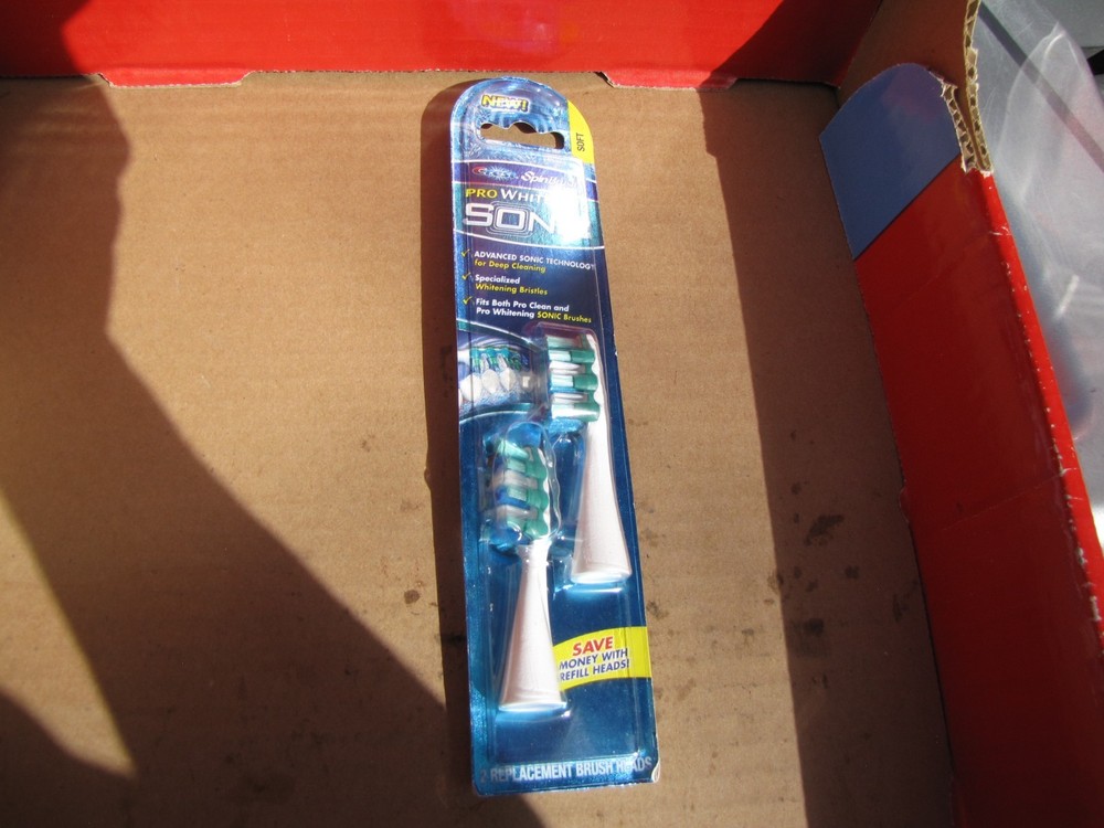 Crest Spinbrush PRO WHITENING SONIC SOFT Replacement 2Pk Refill Heads PACK OPEN