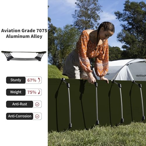 GreenWild Camping Cot, Ultralight Folding Backpacking Cot, 60 Dark Green