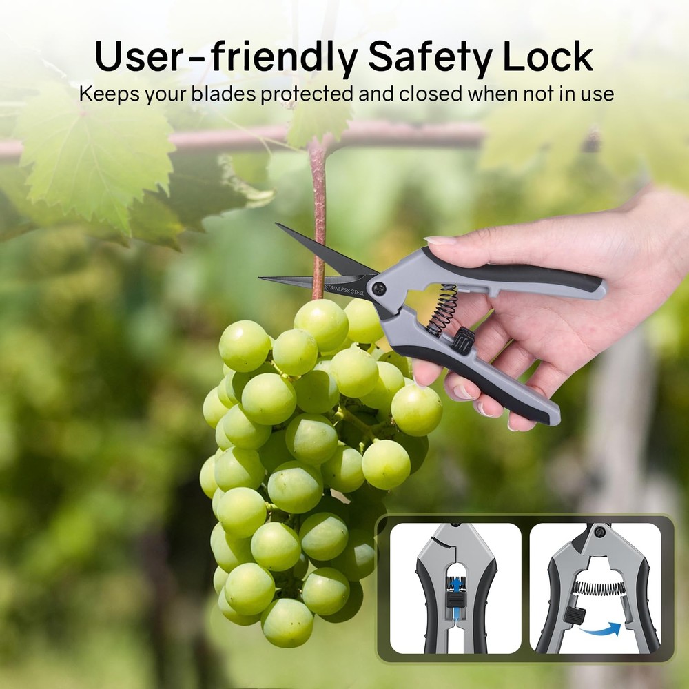 6.5" Ultra Sharp Pruning Shears, 2-Pack Garden Scissors with Grey & Black