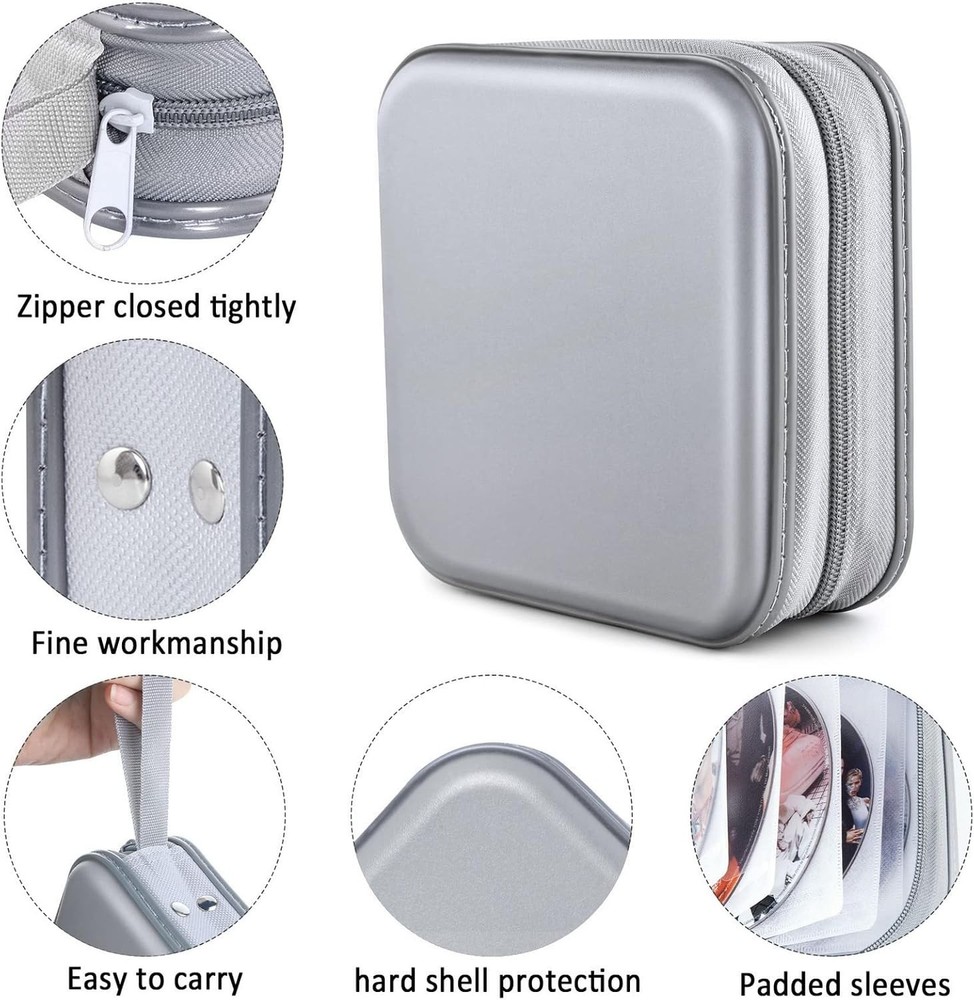 CD Case, DVDS Wallet Holder, CD/DVD Case 40 Discs Heavy Duty Silver