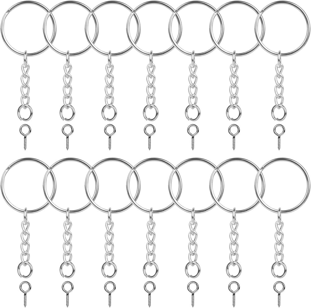 150PCS Sliver Keychain Rings Kit, 50PCS Key Chain with and silver