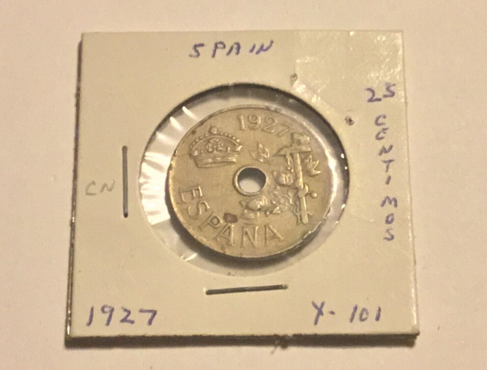 Spain 1927 25 Centimos Coin