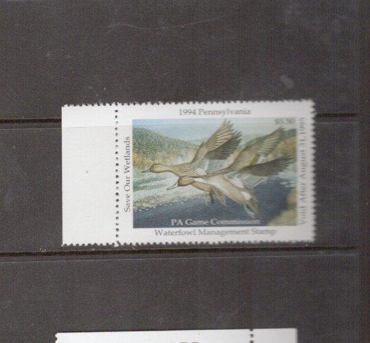 Pennsylvania State Duck Stamp 1994 $5.50   at face value