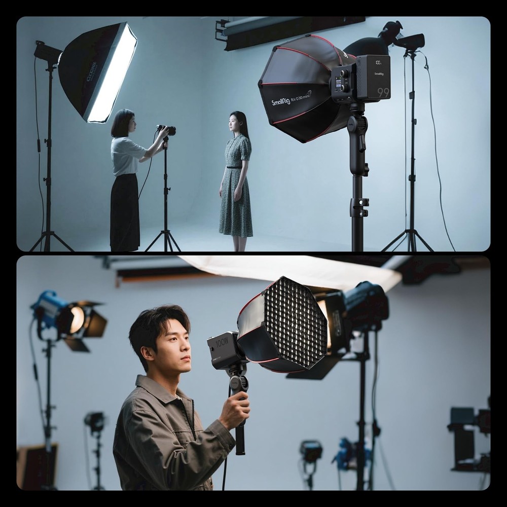 SmallRig Quick Adjustment Light Stand Adapter, One-Button 180° Pitch Black