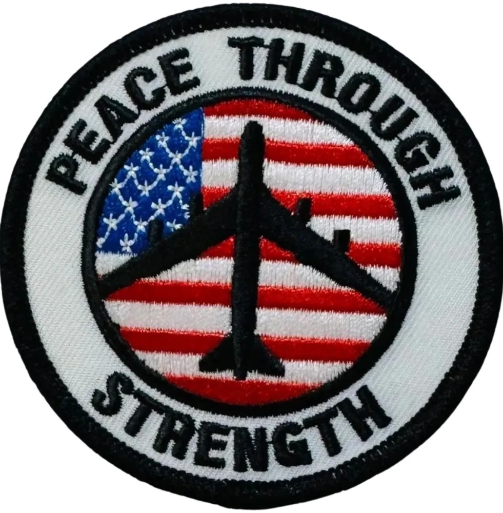 Peace Through Strength 3″ Diameter Iron On Patch PAT-0156