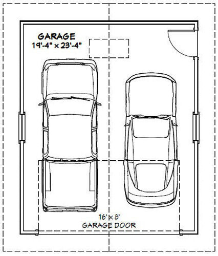 20x24 2-Car Garage -- 480 sq ft -- PDF Floor Plan -- Model 6