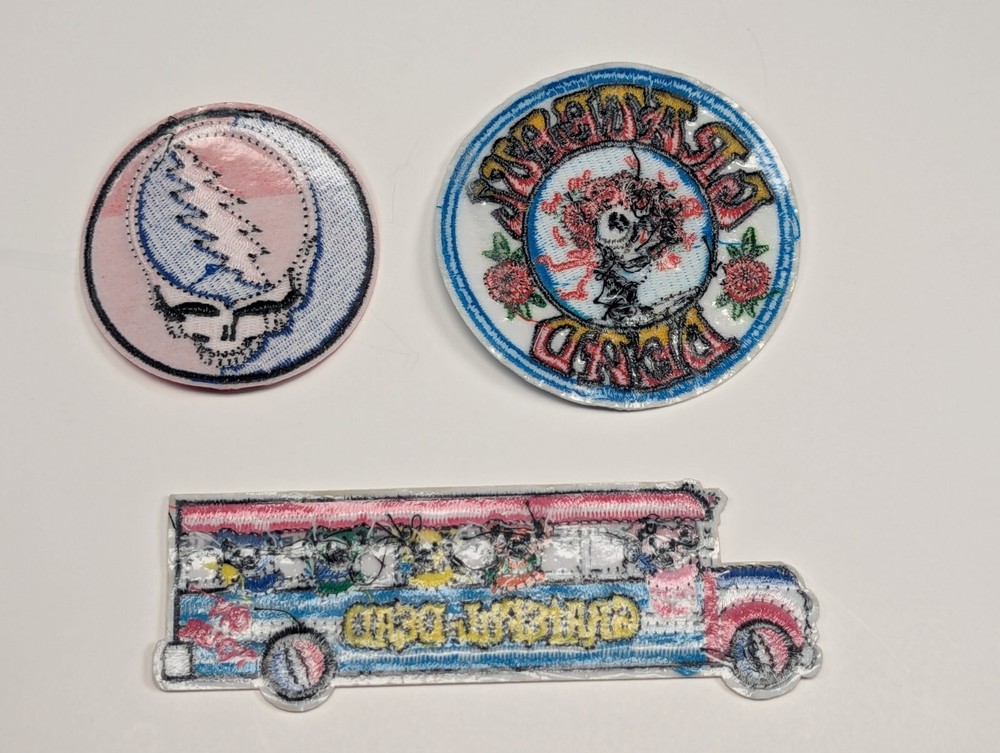 Grateful Dead Patch Set of Three iron on patches Embroidered
