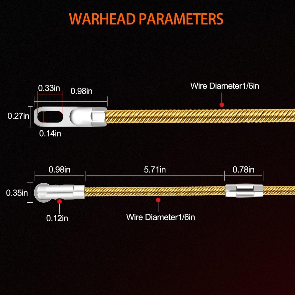 Fish Tape 16.4ft Wire Puller Running Electrical Wire Cable Pulley Head Spring...