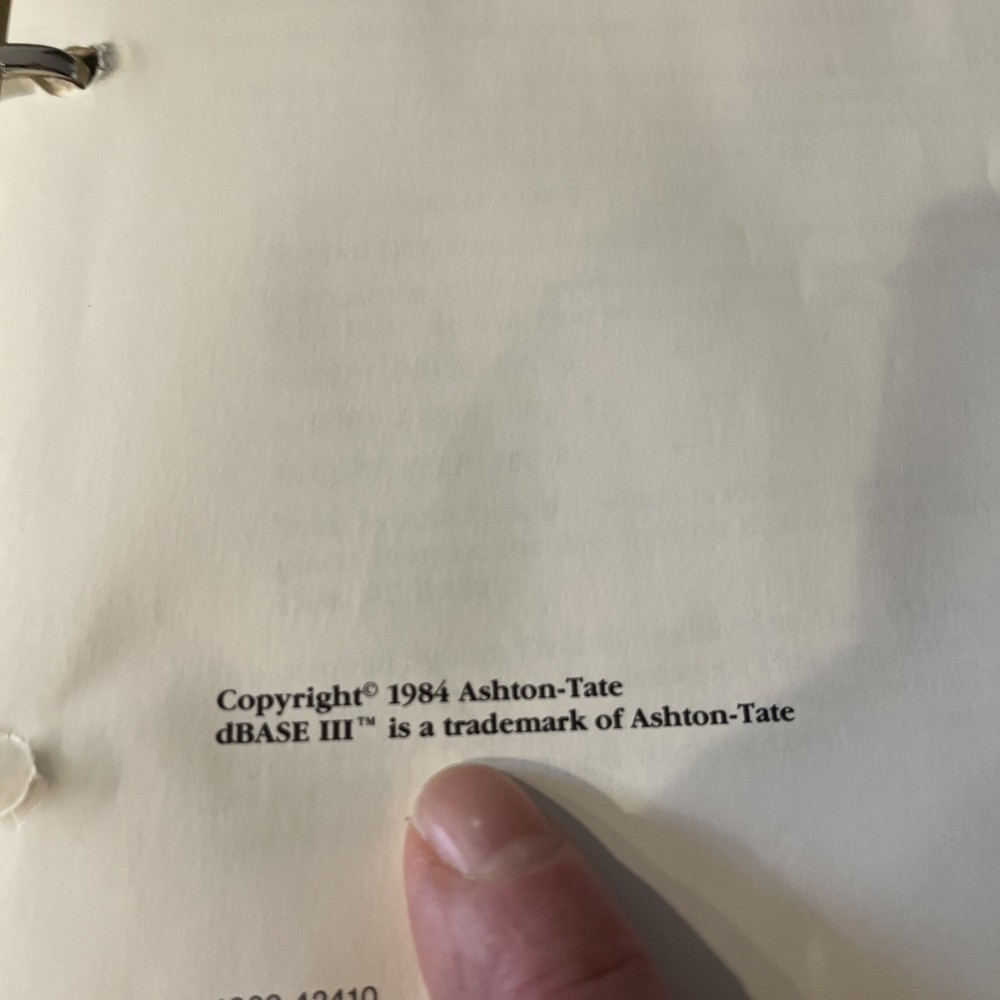 Vintage Computer Software Manual Book Database Three For 16 Bit Pc 1984 + Discs