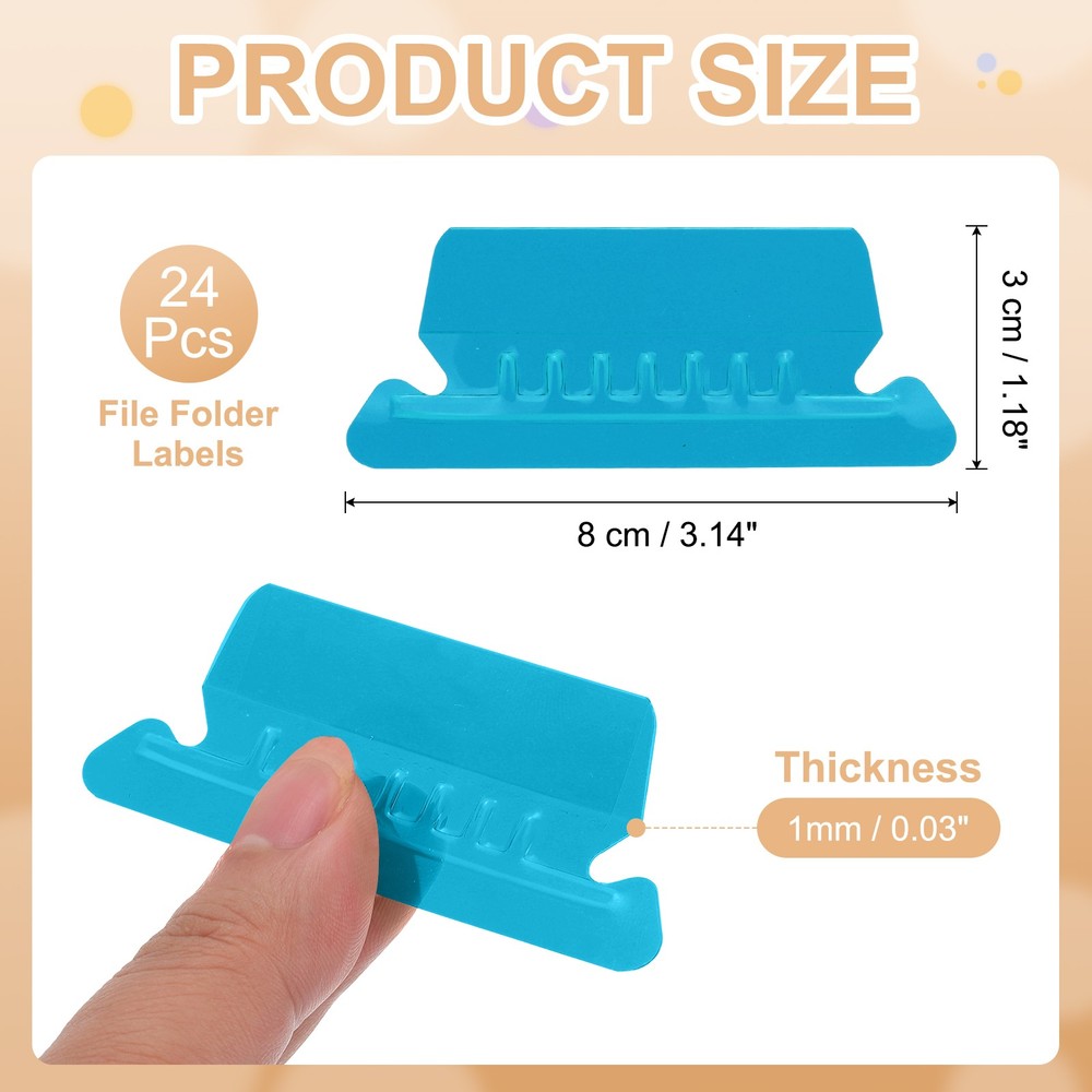 3" File Folder Labels, 24pcs File Folder Tabs with Inserts Labels, Blue Slot