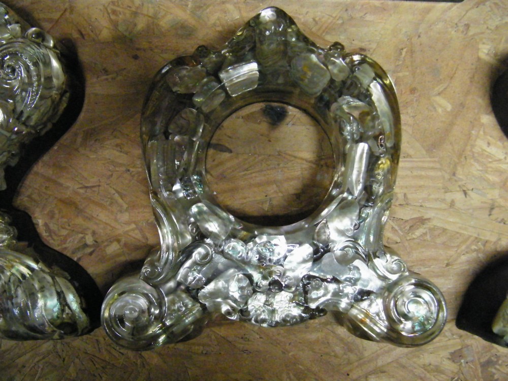 SIX ABALONE SHELL RESIN VOMIT CLOCK CASES