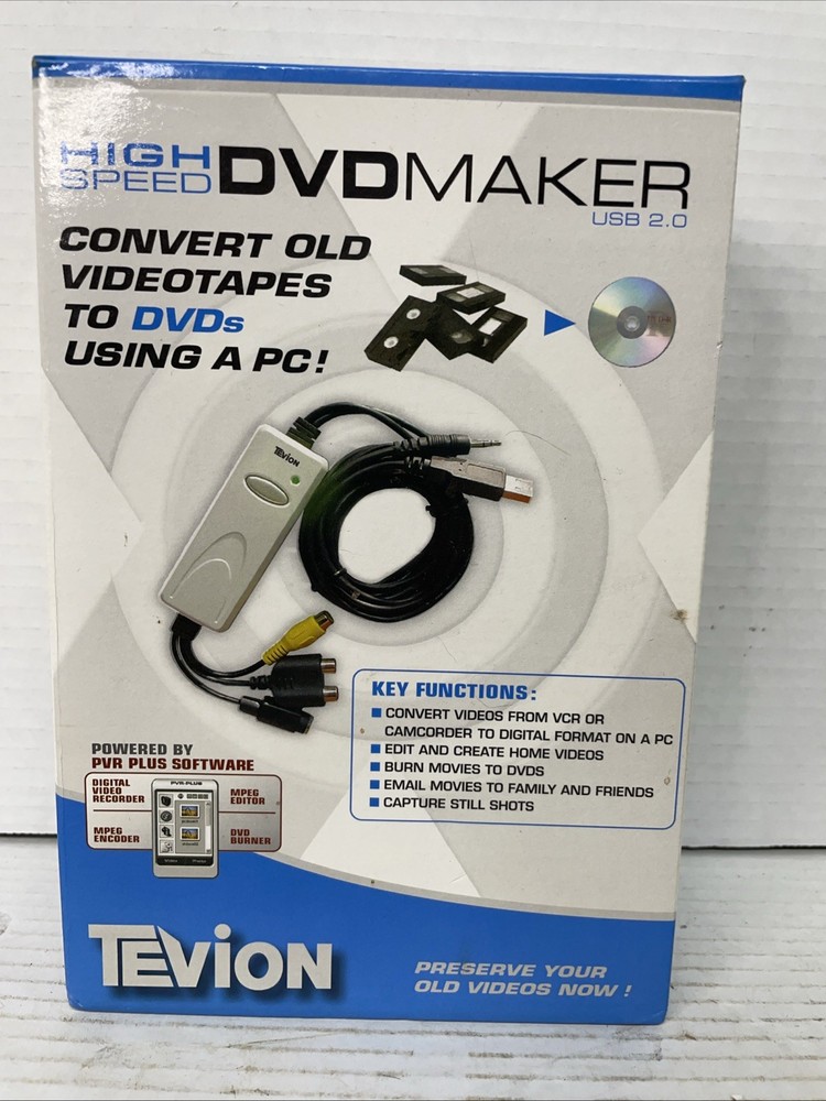 Tevion High Speed DVD Maker USB 2.0 Convert Videotapes to DVDs Using PC - NOB