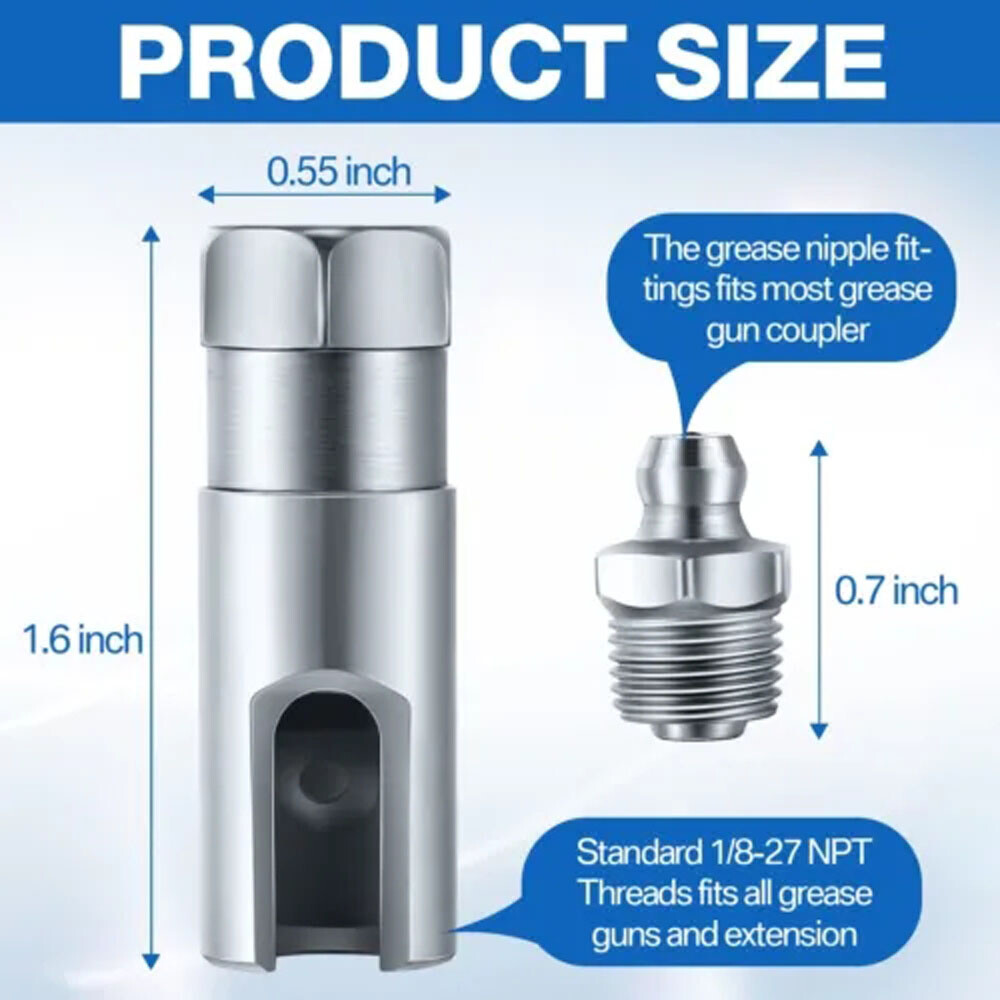 1/2PACK Right-Angle 90-Degree Push-on Grease Coupler With 1/8 Inch NPT Threads