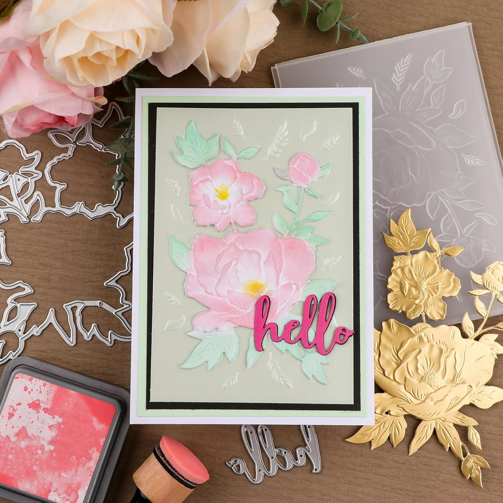 3D Embossing Folder for Card Making,Flower Clear Plastic Texture Fades Embossing