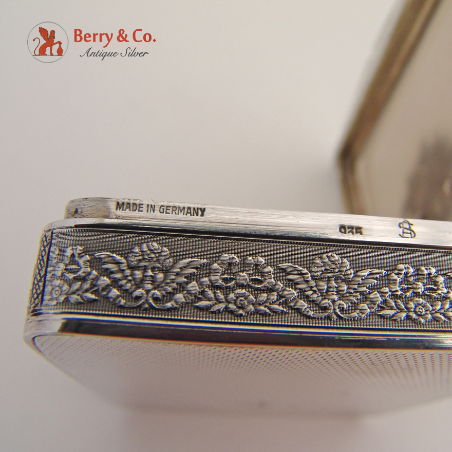 Agate Marcasite Box Engine Turned Germany 935 Silver