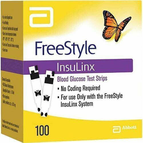 Abbott FreeStyle InsuLinx Blood Glucose Test Strips No Coding Required 100 Count