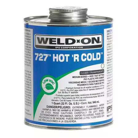 Weld-On 13982 Pvc Hot 'R Cold Clear Medium Bodied Quart