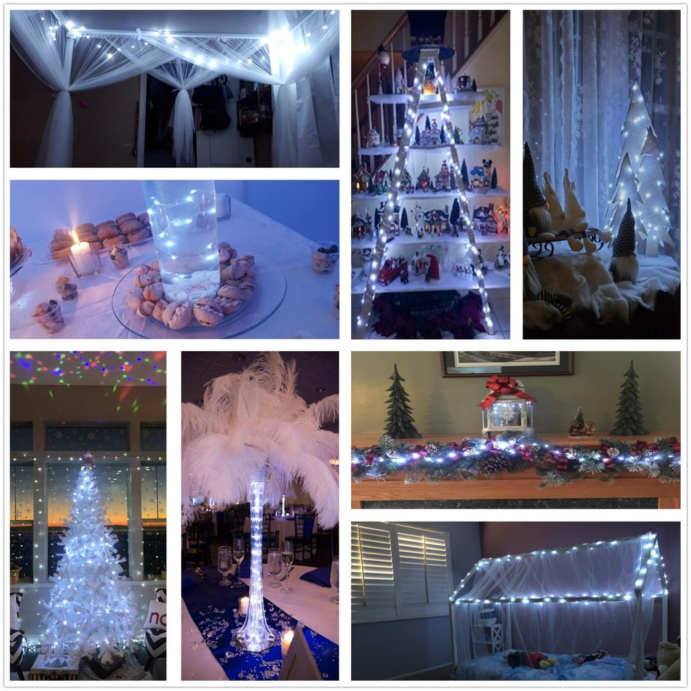 2Pack Cool White Christmas Lights Battery Operated String Lights