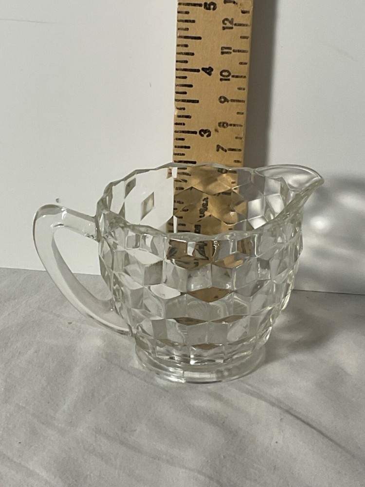 Cube design clear glass creamer