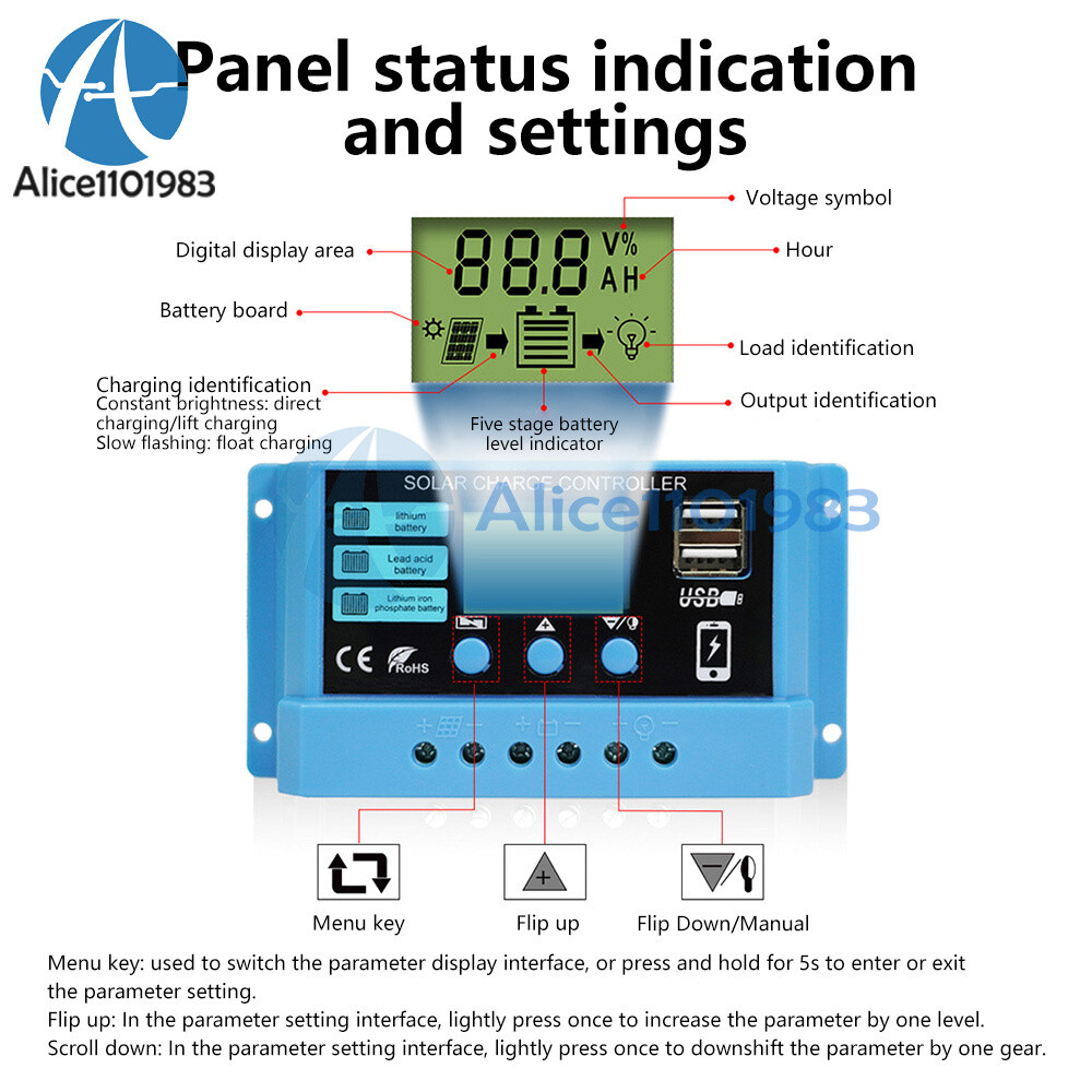 PWM Solar Charge Controller 12V 24V 10A/20A/30A Solar Panel Battery Regulator