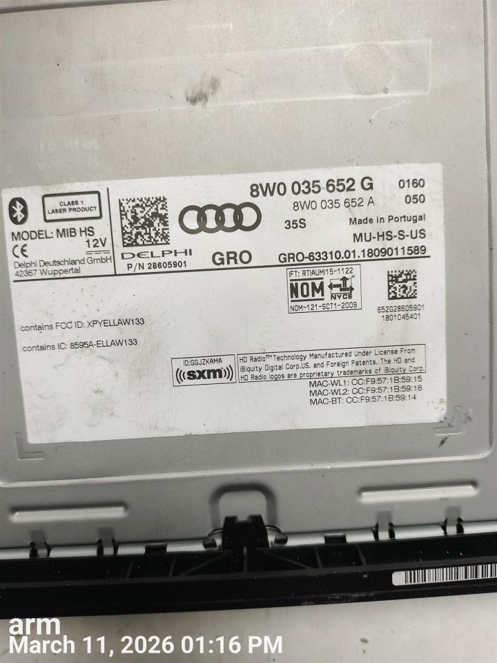 CD PLAYER OEM 2018 A4 AUDI 1YR WRNTY