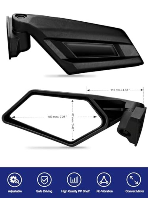 X3 Side Mirrors, Adjustable Folding Maverick X3 Side Mirrors Compatible with