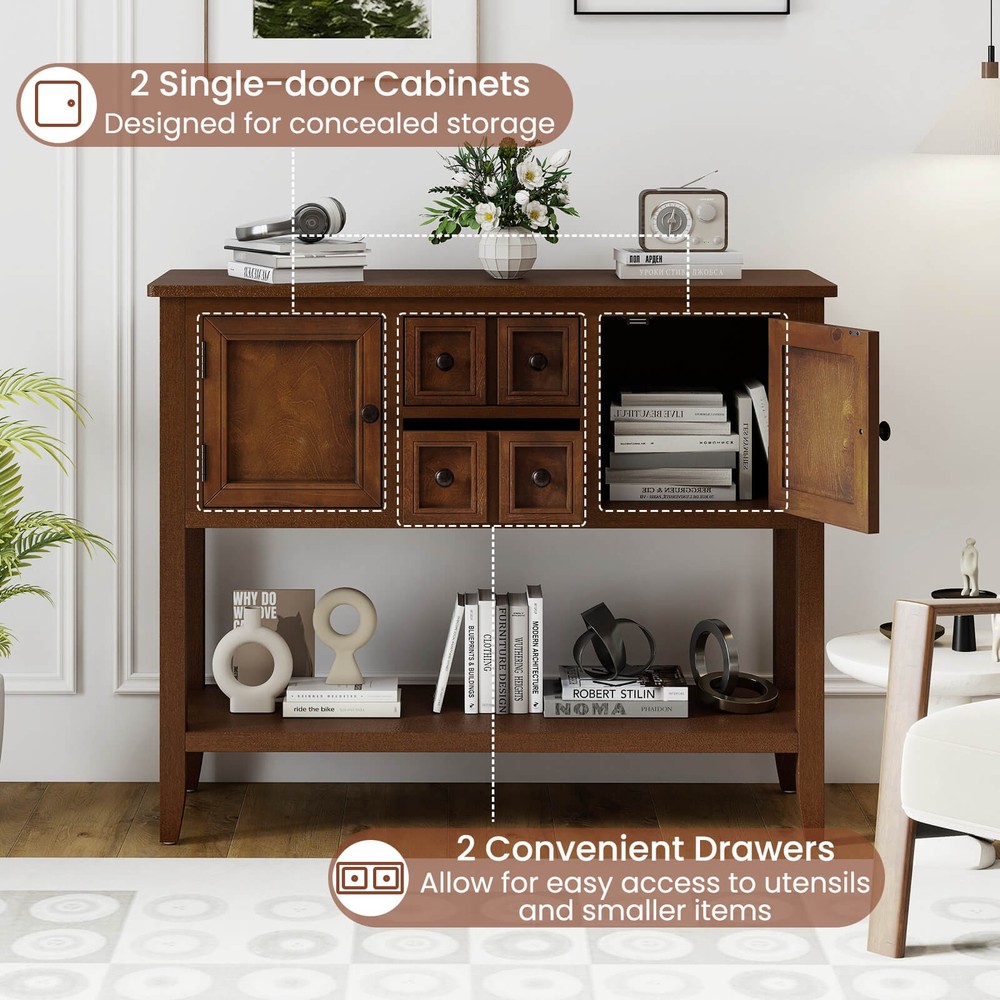 Buffet Sideboard Cabinet Entryway Console Table with 2 Doors and 2 Drawers