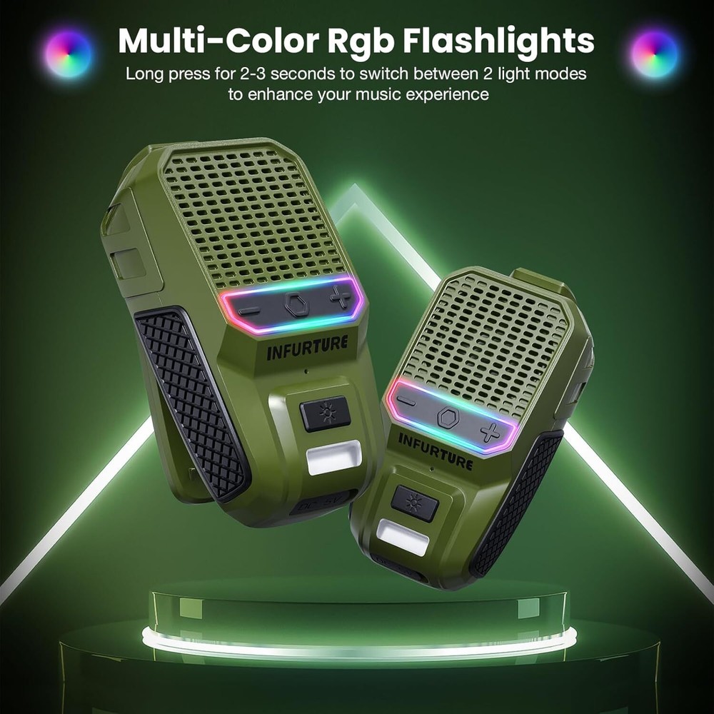 Wearable Bluetooth Speaker with Rgb/Flashlight Clip on Bluetooth Speaker