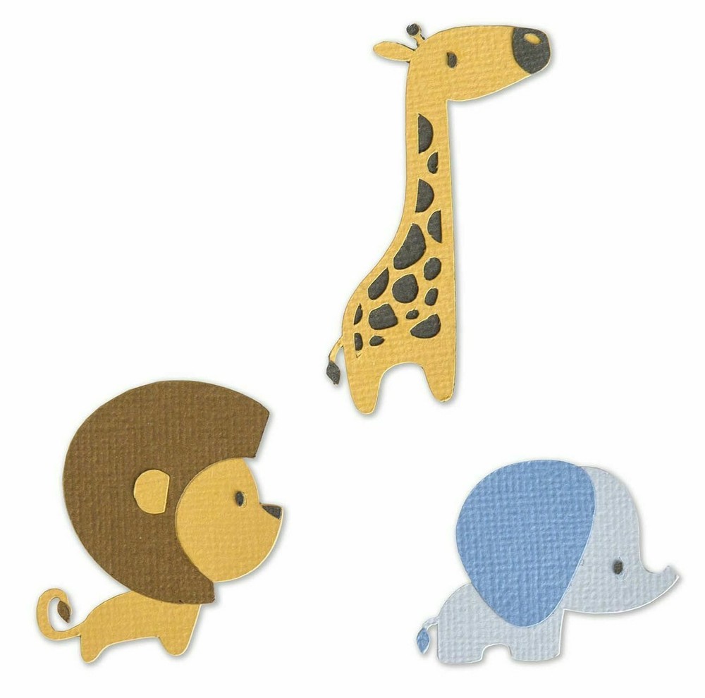 Baby Jungle Animals Sizzix Thinlits Thin Metal Die Set 663580 NEW! Lion Elephant