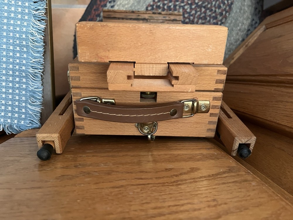 MABEF Drawer Sketch Box Collapsible Folding Wood Leather Handle ITALY Backpack