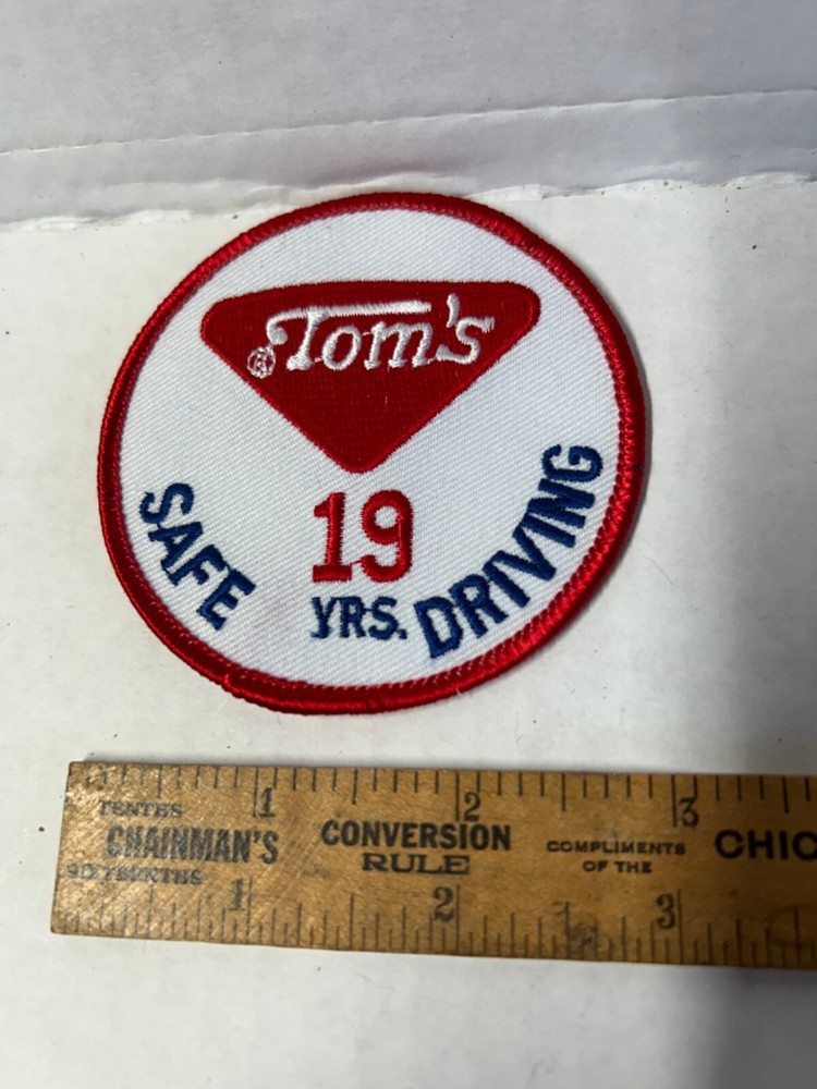 Vintage Tom’s Peanuts Cloth Patch Safe 19 YR. Driver